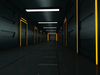 Sci fi corridor 3D model 22