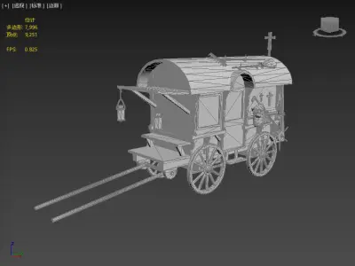 Medieval next generation carriage Low-poly 3D model