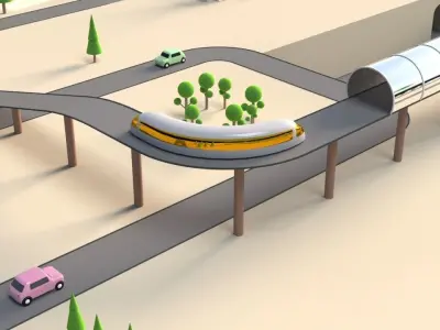 Cityscape animated Low-poly 3D model