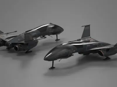 Black Futuristic Fighter Spaceship 3D model