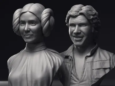 Leia and Han Solo 3d printable bust collection 3D Model Pack