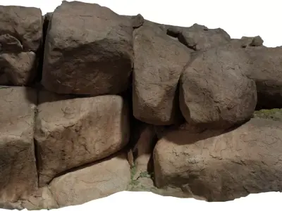 Photorealistic Boulder Wall Low-poly 3D model