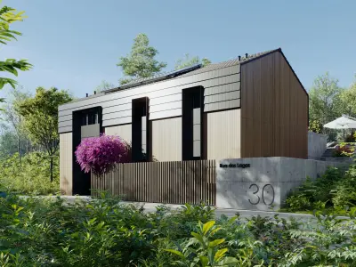 Exterior001 modern house in woods 3D model