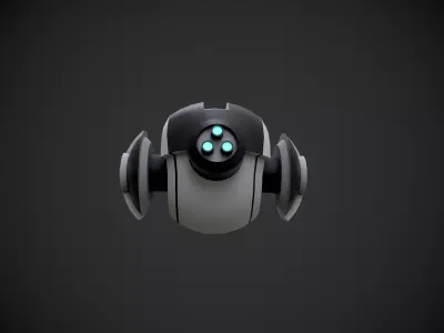 Low Poly Sci-Fi  Drone - 6 -  Textured Low-poly 3D model