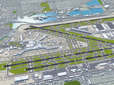 Miami Airport 10km Low-poly 3D model