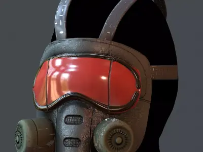 Gas mask helmet 3d model scifi Low-poly  Low-poly 3D model