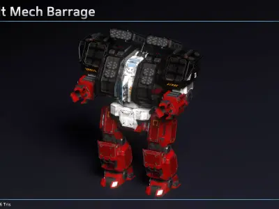 Assault Mech Barrage Low-poly 3D model