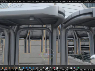  Round Tree Bench - 7 - Basic Version Low-poly 3D model