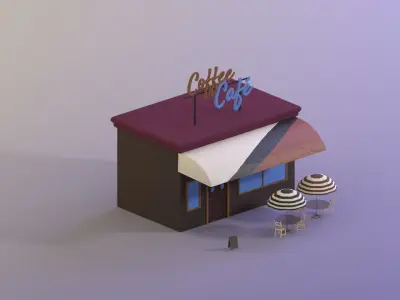 Low poly building 3d model pack  Low-poly 3D model