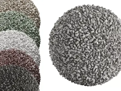 PBR Gravel 02 - 4k - PNG - Seamless - SBSAR Low-poly 3D model