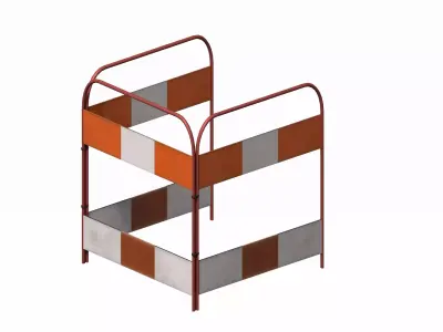 Striped metal feet traffic barrier Low-poly 3D model