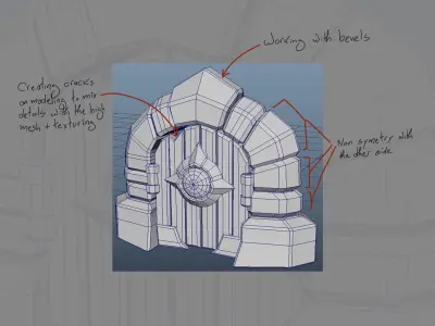 Stylized Fantasy Door Low-poly 3D model