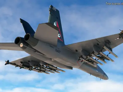  Fighter FA 18E Tophatters Rigged for Cinema 4D 