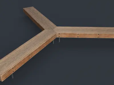 Modern Outdoor Bench 56 PBR Game Ready Low-poly 3D model
