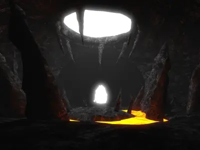 Cavern entrance to cave Low-poly 3D model