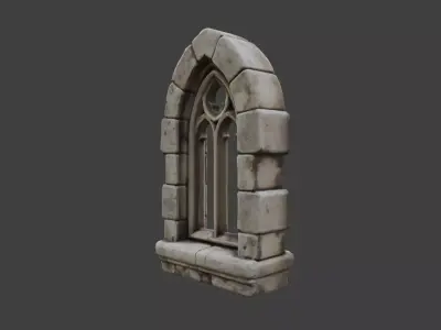 Stone Arch Window Low-poly 3D model