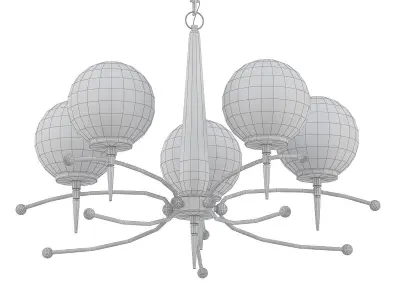 BRASS 5 six light chandelier with and globes 3D model