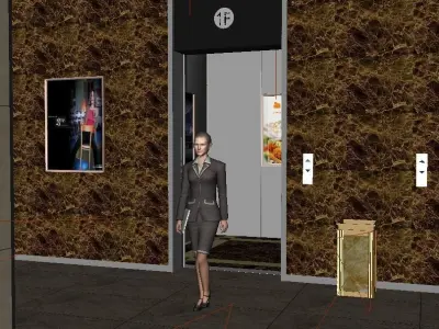 People come out of the elevator 3D model
