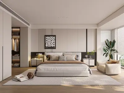 Modern Minimalist Master Bedroom 3D model
