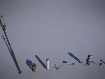 Electric Pole Low-poly 3D model 2