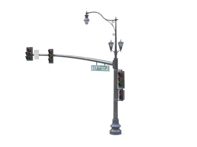 Street Light With Traffic Light 05 Low-poly 3D model