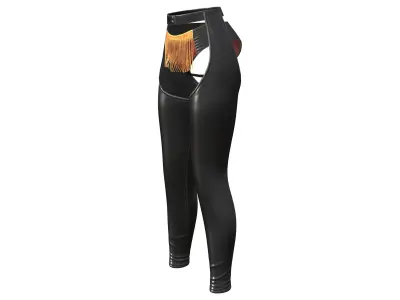 Cowgirl Chaps With Tassels Micro Shorts Low-poly 3D model
