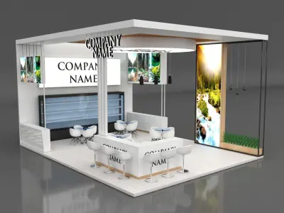 Booth Exhibition Stand Stall 7x9m Height 500 cm 3 Side Open 3D model