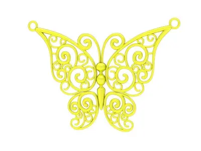 Elegant Filigree Butterfly Pendant 3D Jewelry Model 6627 3D print model