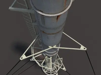 Chemical Plant Chimney Pack Low-poly 3D model