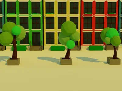 Low Poly Urban City Low-poly 3D model