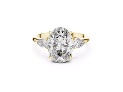 Oval Three Stone Pear Wedding Ring Diamond Jewelry CAD 3DM STL 3D print model