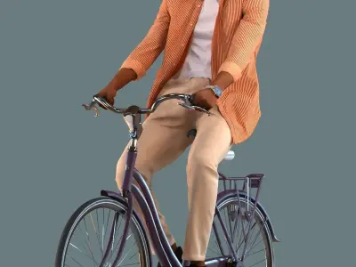 Low poly set of 3D men on a bike 3D model 3D model