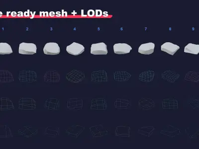 120 stylized rock asset pack - VR - AR - Low-Poly - Game ready Low-poly 3D model