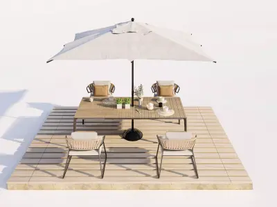 Residential Backyard Patio Dining 3D Model Pack Low-poly 3D model