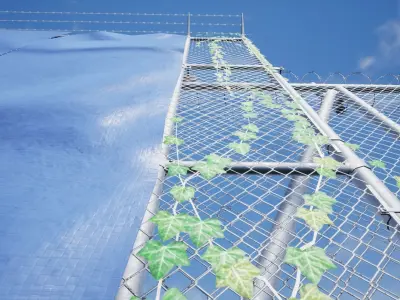 Chain Link Fence PBR Low-poly 3D model