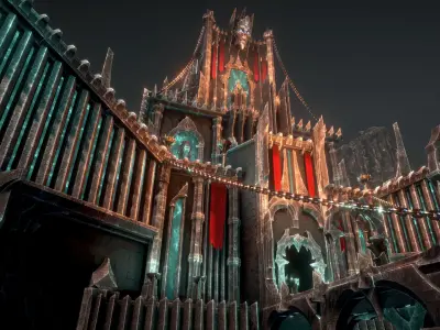 Dark arcitecture set Low-poly 3D model