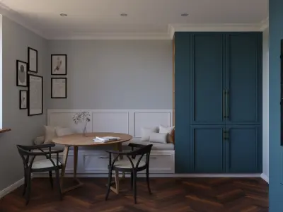 Contemporary-Classic American Style L-shape Kitchen  3D model