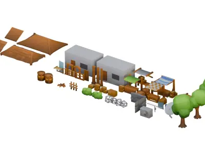 Village Asset Pack  Game Ready  Low Poly Low-poly 3D model
