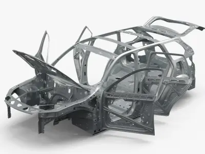  SUV Car Chassis Structure Rigged for Cinema 4D 