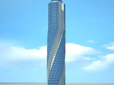 Skyscraper futuristic Low-poly 3D model