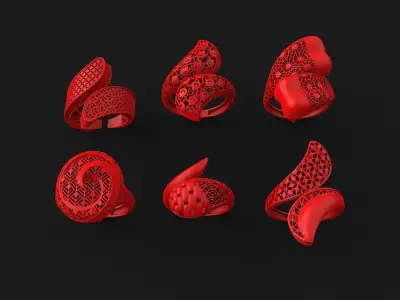  6 beautiful ring light weight   jewellery jwelry ready to print 3D print model