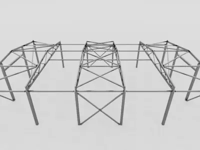 Cold hangar construction Low-poly 3D model