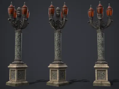 Street Lamp Hight Low Poly Low-poly 3D model