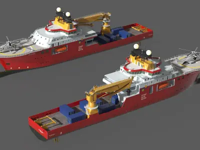  Falkor Too Research Vessel with Transport Helicopter 