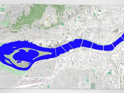 Cityscape Portland Oregon USA 3D print model
