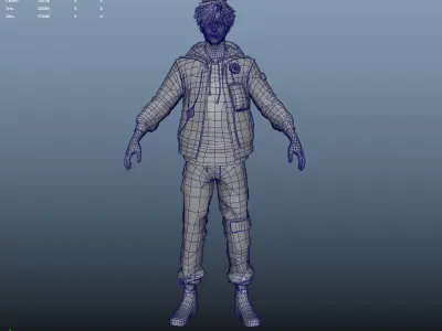Rigged Fashion techwear man scifi  future Low-poly 3D model
