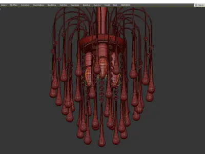 Italian Brass and Murano Glass Teardrop Chandelier Low-poly 3D model