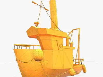 Cartoon Mini Boat 3 Low-poly 3D model