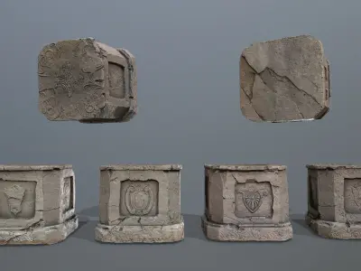 Ruin set Low-poly 3D model