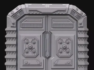 Sci fi door 3D model 2